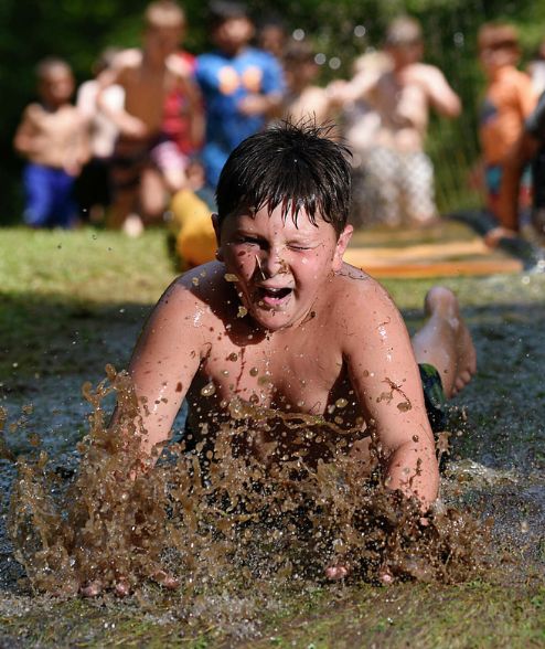 Students practicing navigation skills with compass